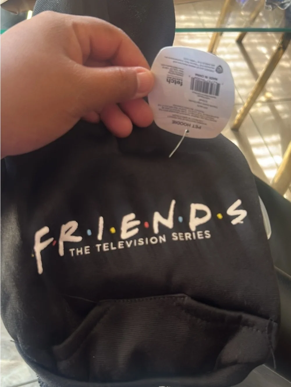 FRIENDS Black Pet Hoodie for Small Dogs